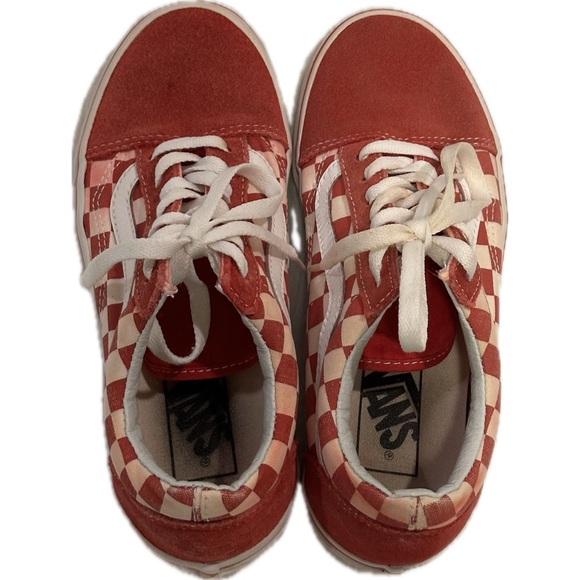 VANS OLD SKOOL SKATE SHOES RED/WHITE CHECKERED Size Women 7 - Men 5.5 - Picture 4 of 7